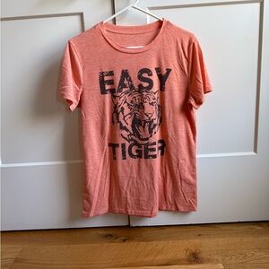 Orange Graphic Tee with Tiger Print